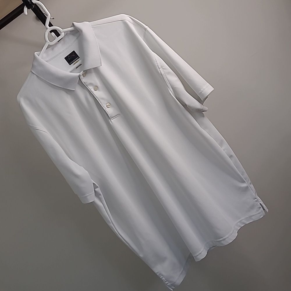 Gregnorman playdry sz XXL/TTG white 100% poly polo shirt